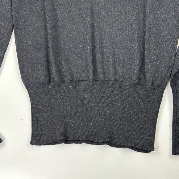 SPANNER Black V-Neck Metallic Sweater Lightweight Knit - Picture 9 of 11
